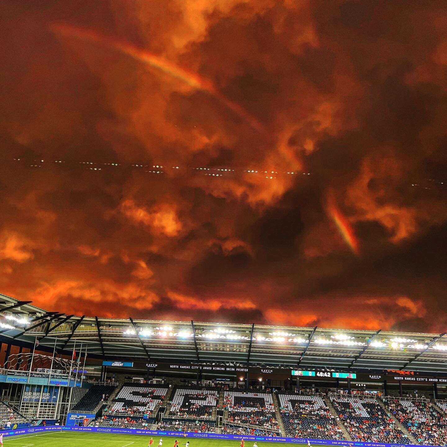 Night rainbow at the KC Current game