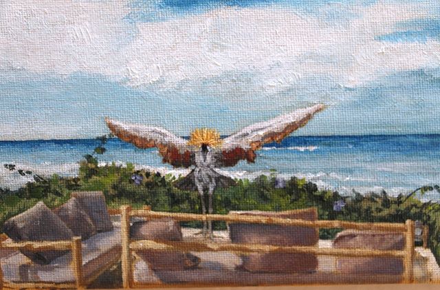 Finished painting! #bigsky #clouds #crestedcrane #palmtrees #palmtrees🌴 #lookoutpoint #lebelvedere #capskirring #capskirring🌴 #lapaillote #casamance #tropicaloilpainting #tropicaloilpaintings #annieoklaas #painter #paintersofinstagram #oilpainter #