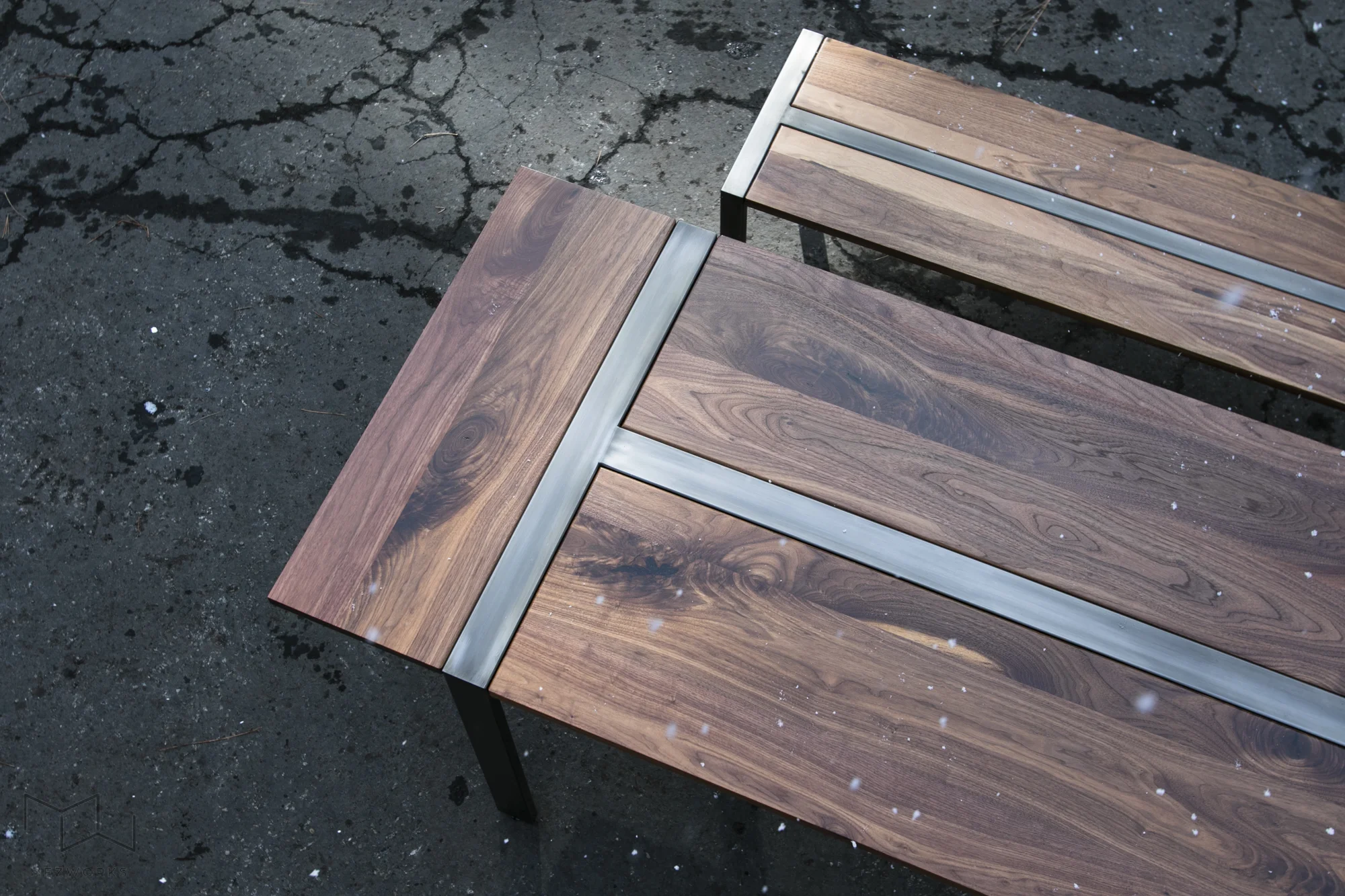 Custom Expandable Dining Table Wood and Steel Modern Parsons Base