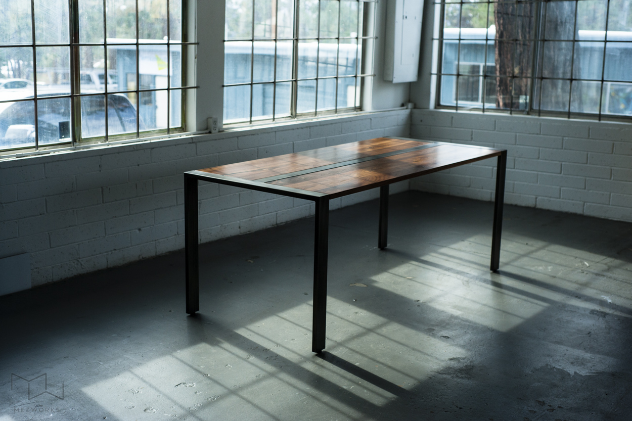 'Zeeva' Walnut and Steel Desk or Dining Table - Mez Works Furniture ...