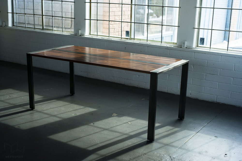 Zeeva' Walnut And Steel Desk Or Dining Table - Mez Works Furniture | Lake  Tahoe And Sf Bay Area