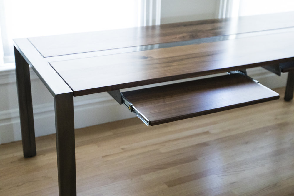 Zeeva' Walnut And Steel Desk // With Keyboard Tray (Optional) - Mez Works  Furniture | Lake Tahoe And Sf Bay Area