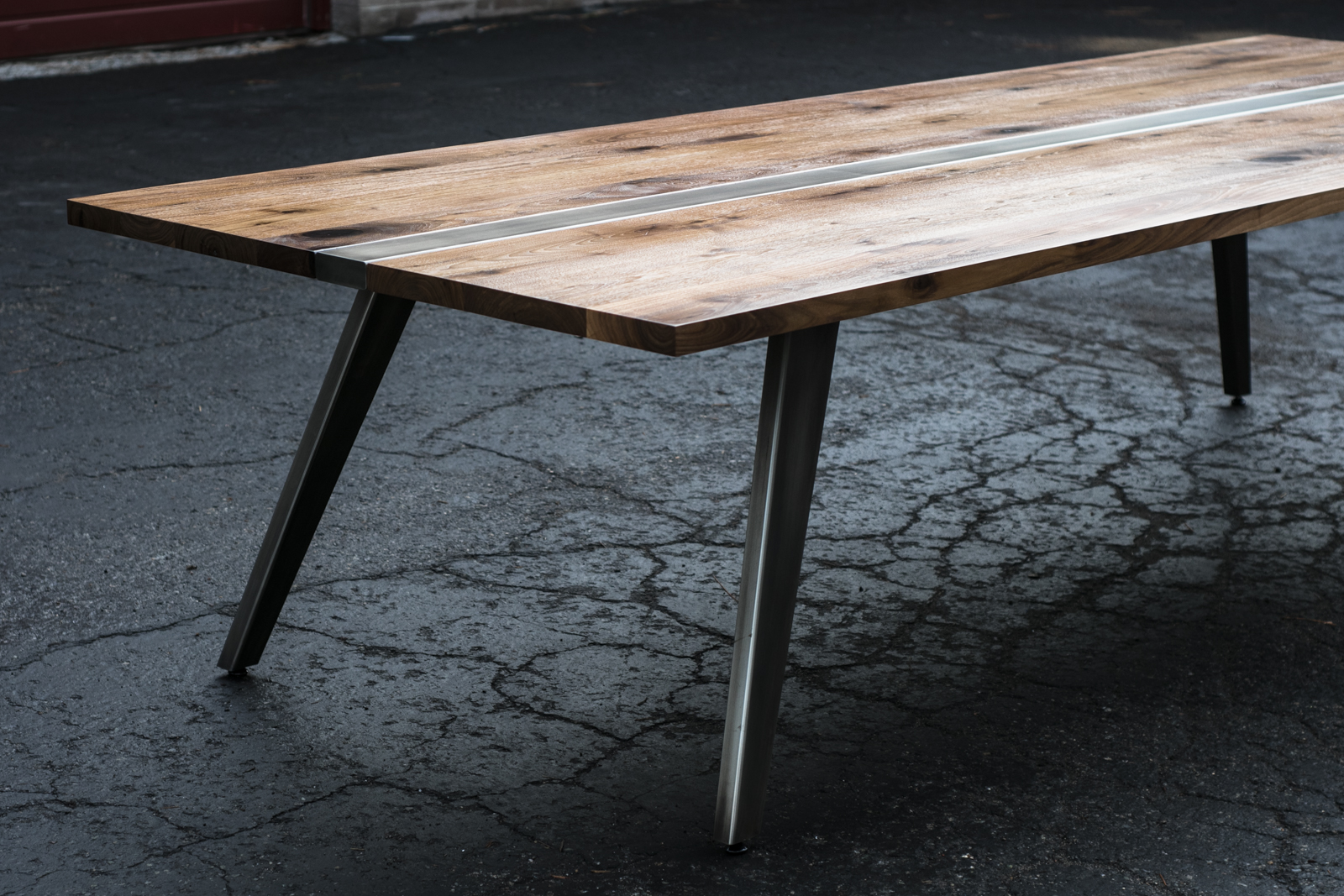 Custom Dining Table Mid Century Modern Steel Base