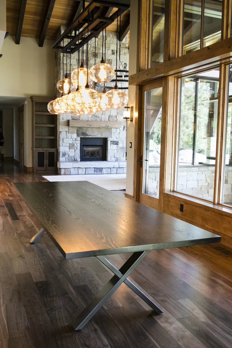 Custom Expandable Ebonized Dining Table X Legs
