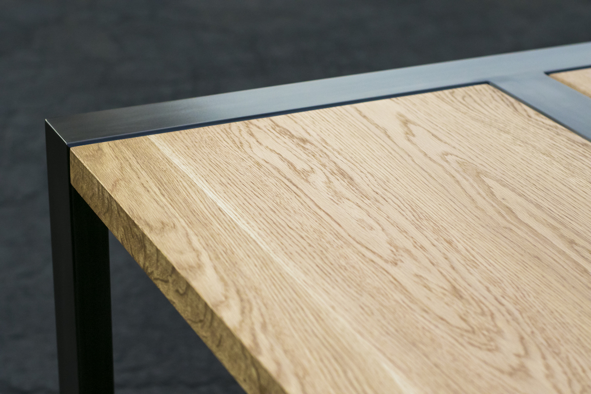 Custom Expandable Dining Table Wood and Steel Modern Parsons Base