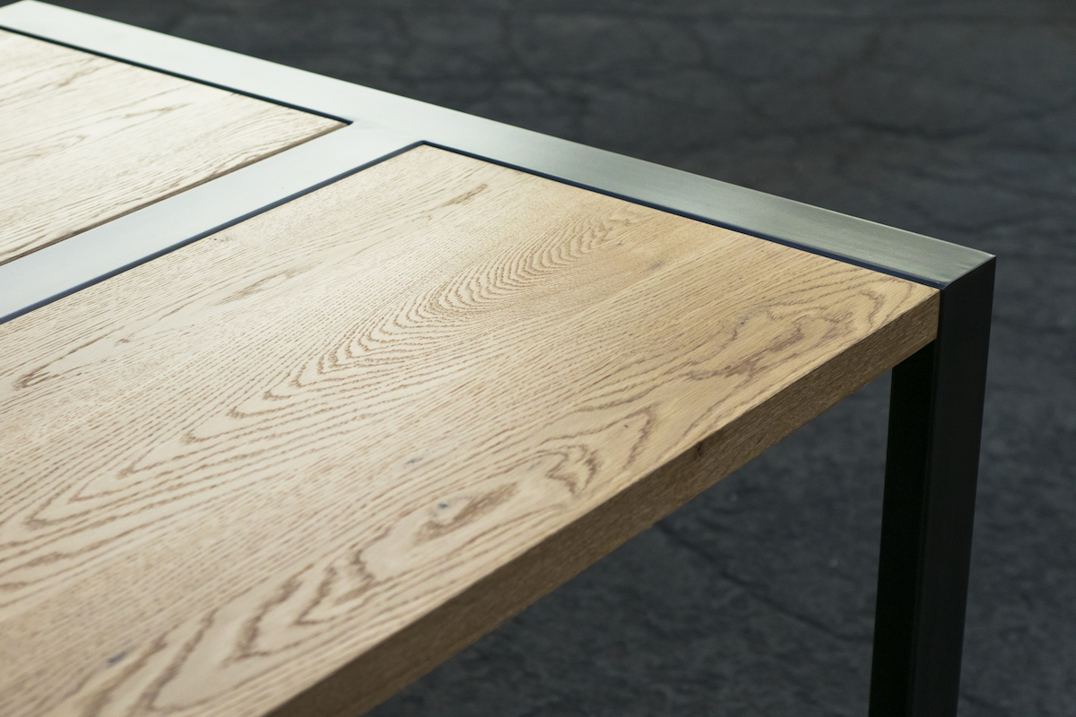 Custom Expandable Dining Table Wood and Steel Modern Parsons Base
