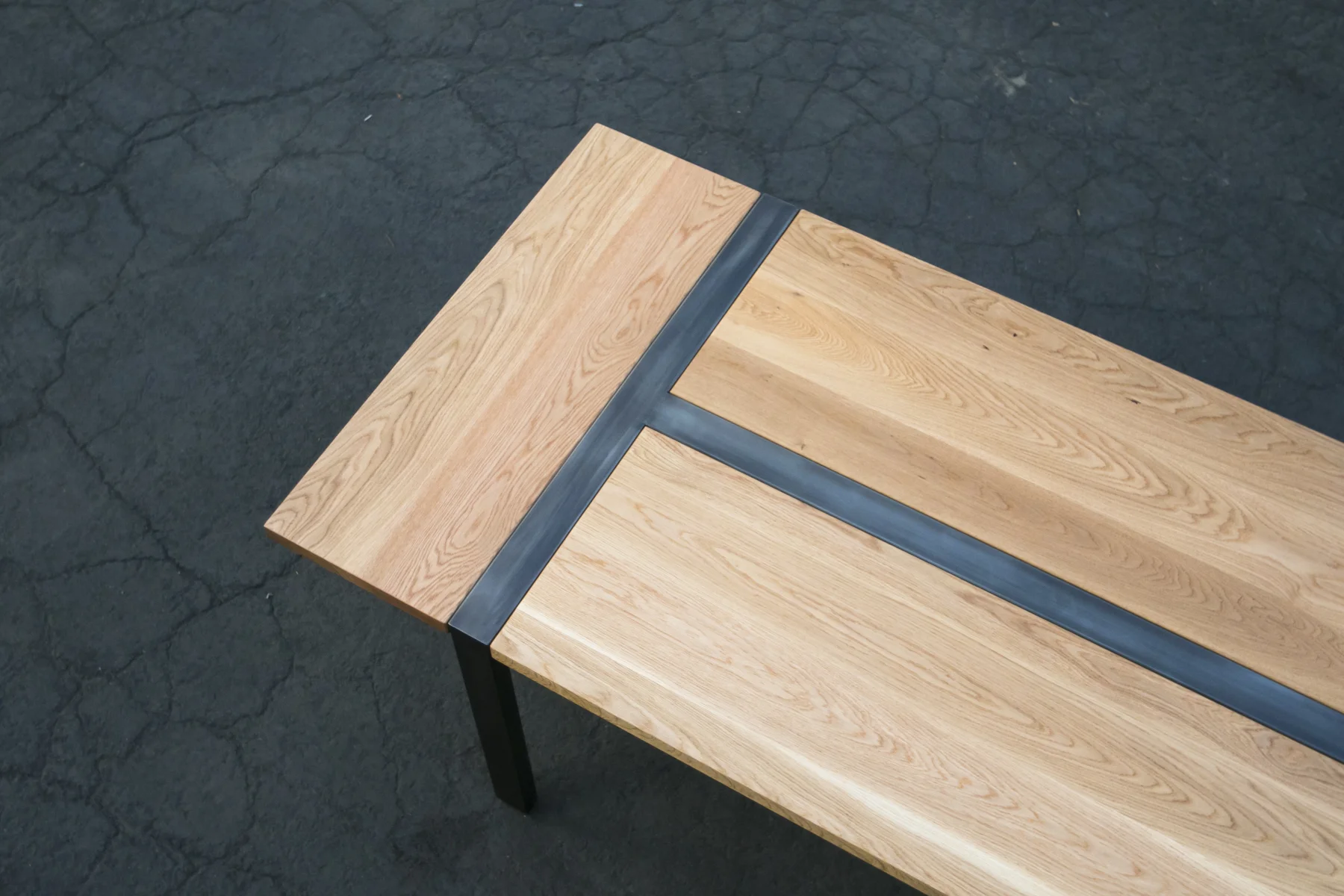 Custom Expandable Dining Table Wood and Steel Modern Parsons Base