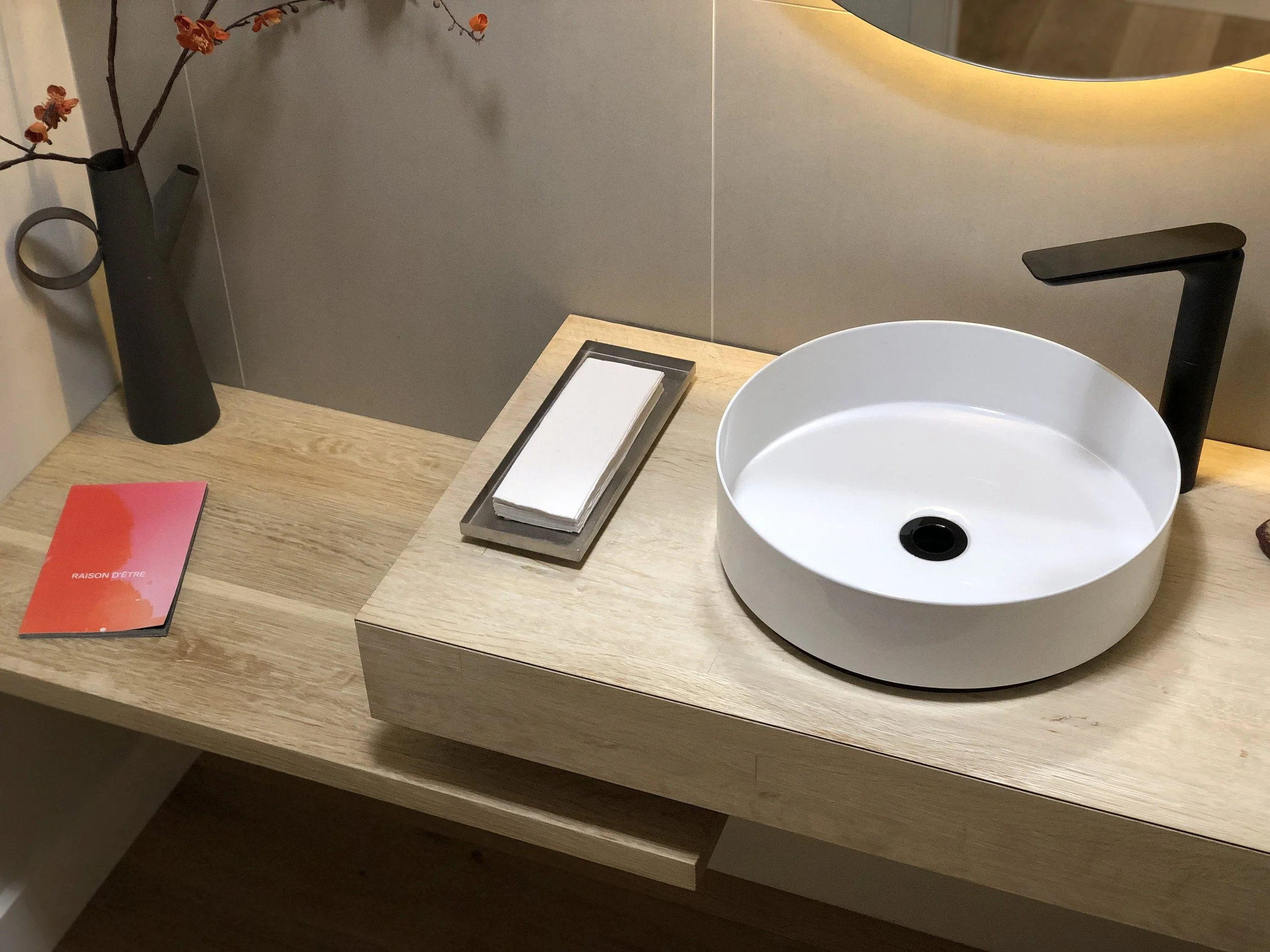 'Eloise' Floating Bathroom Vanity and Staggered Shelf Mez Works