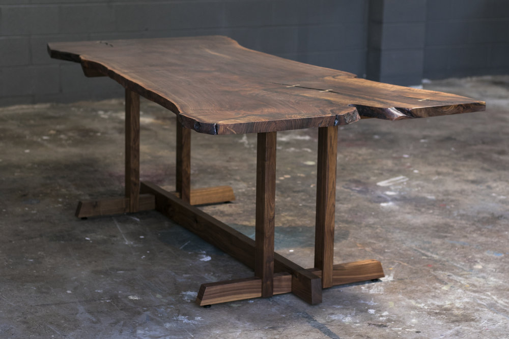 HOMEWOOD' Walnut Slab Coffee Table // Inset Solid Wood Legs - Mez Works  Furniture