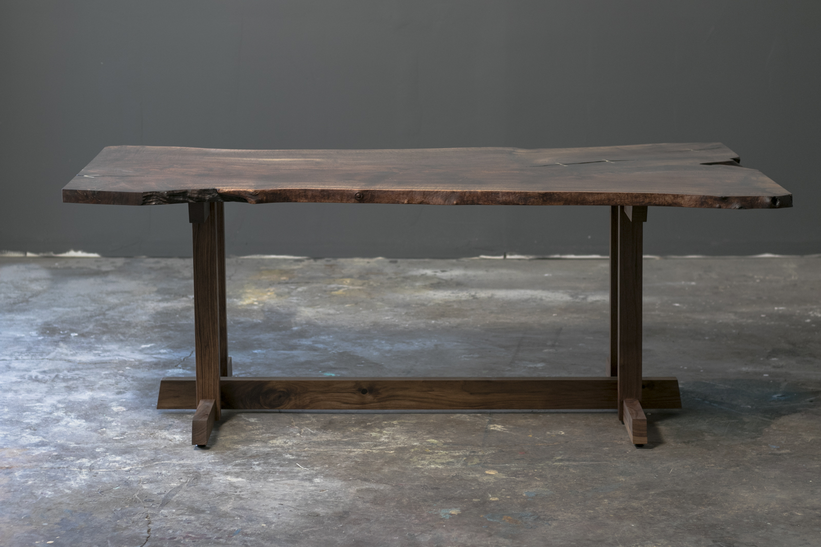 Custom Live Edge Dining Table Solid Wood Trestle Base