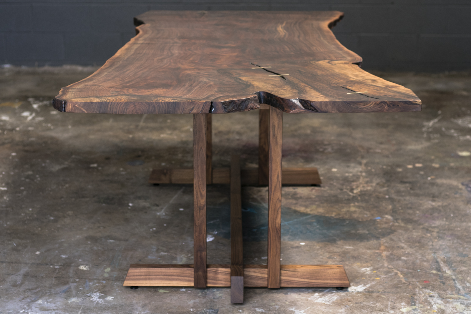 Custom Live Edge Dining Table Solid Wood Trestle Base