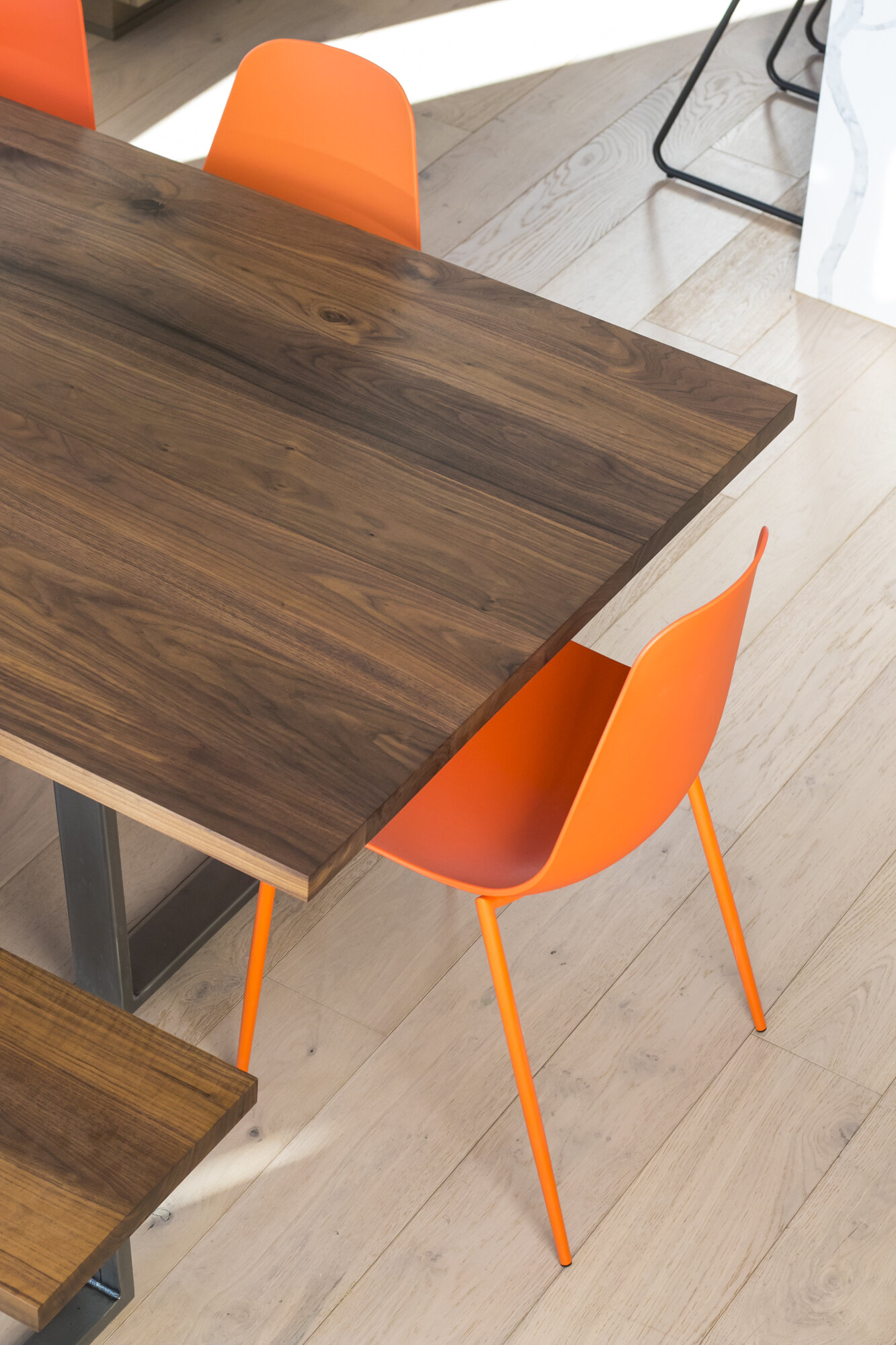 custom dining table and bench set