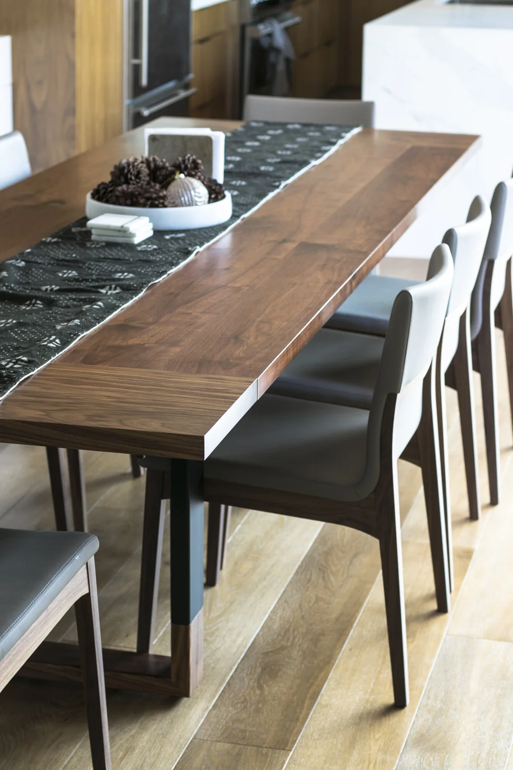 extendable outdoor dining table on Extendable Blend Walnut And Steel Dining Table Wood Capped Steel Legs Mez Works Furniture Lake Tahoe And Sf Bay Area