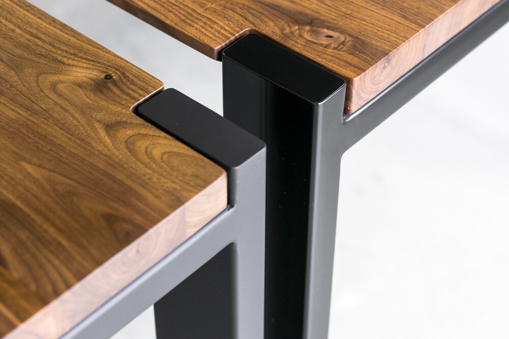 'Hudson' Walnut Dining Table // Beveled Edge Profile // Steel Frame - Mez  Works Furniture | Lake Tahoe And Sf Bay Area