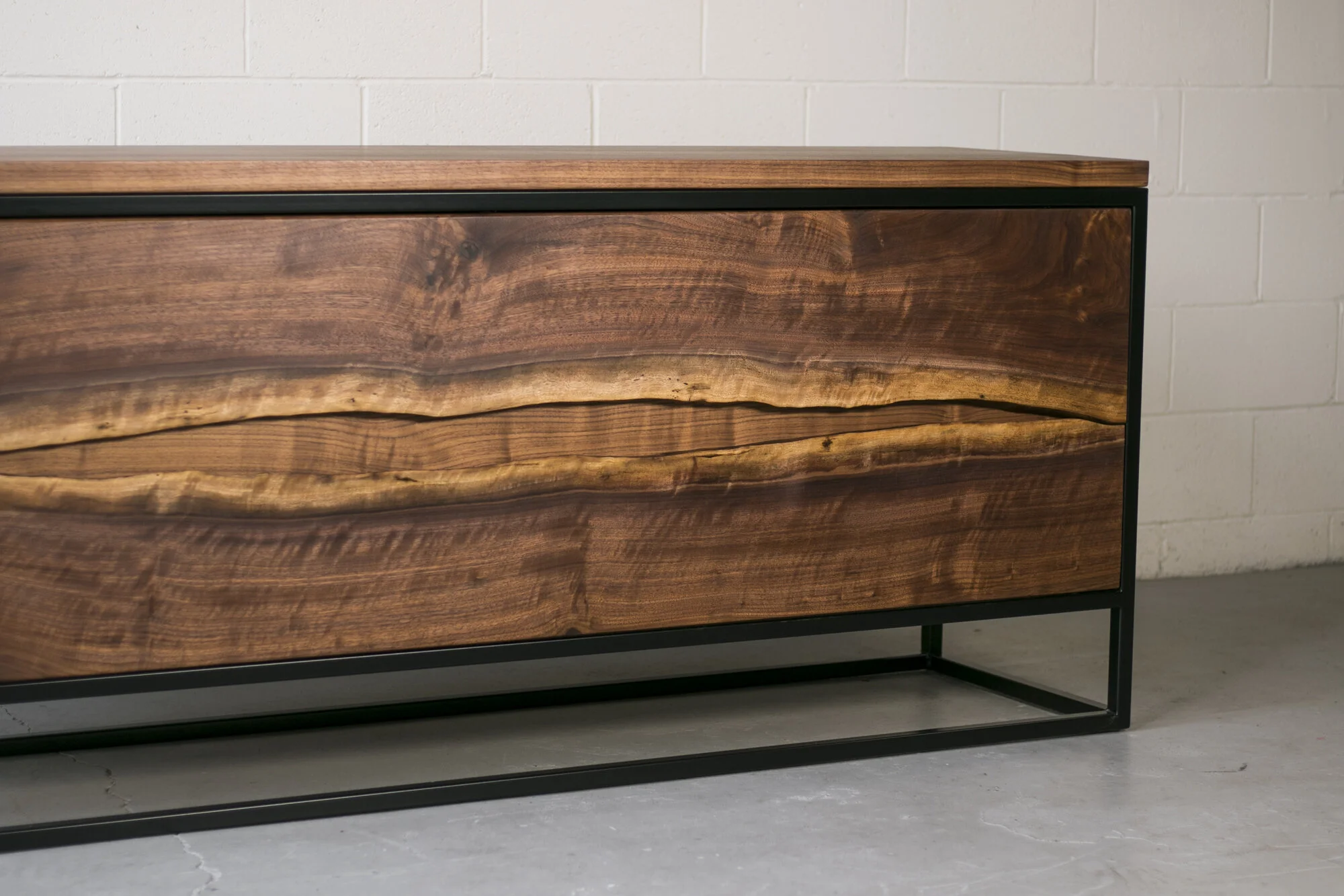 Live Edge Walnut Media Console Mez Works Furniture Lake Tahoe and