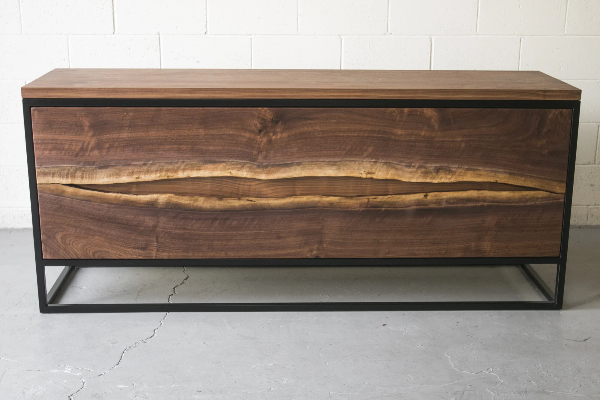 Live Edge Walnut Media Console Mez Works Furniture Lake Tahoe and
