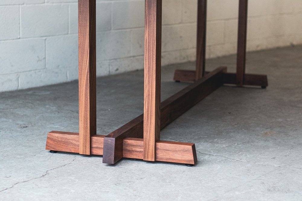 Framework' Walnut Dining Table // Japanese Style Trestle Solid Wood Base -  Mez Works Furniture