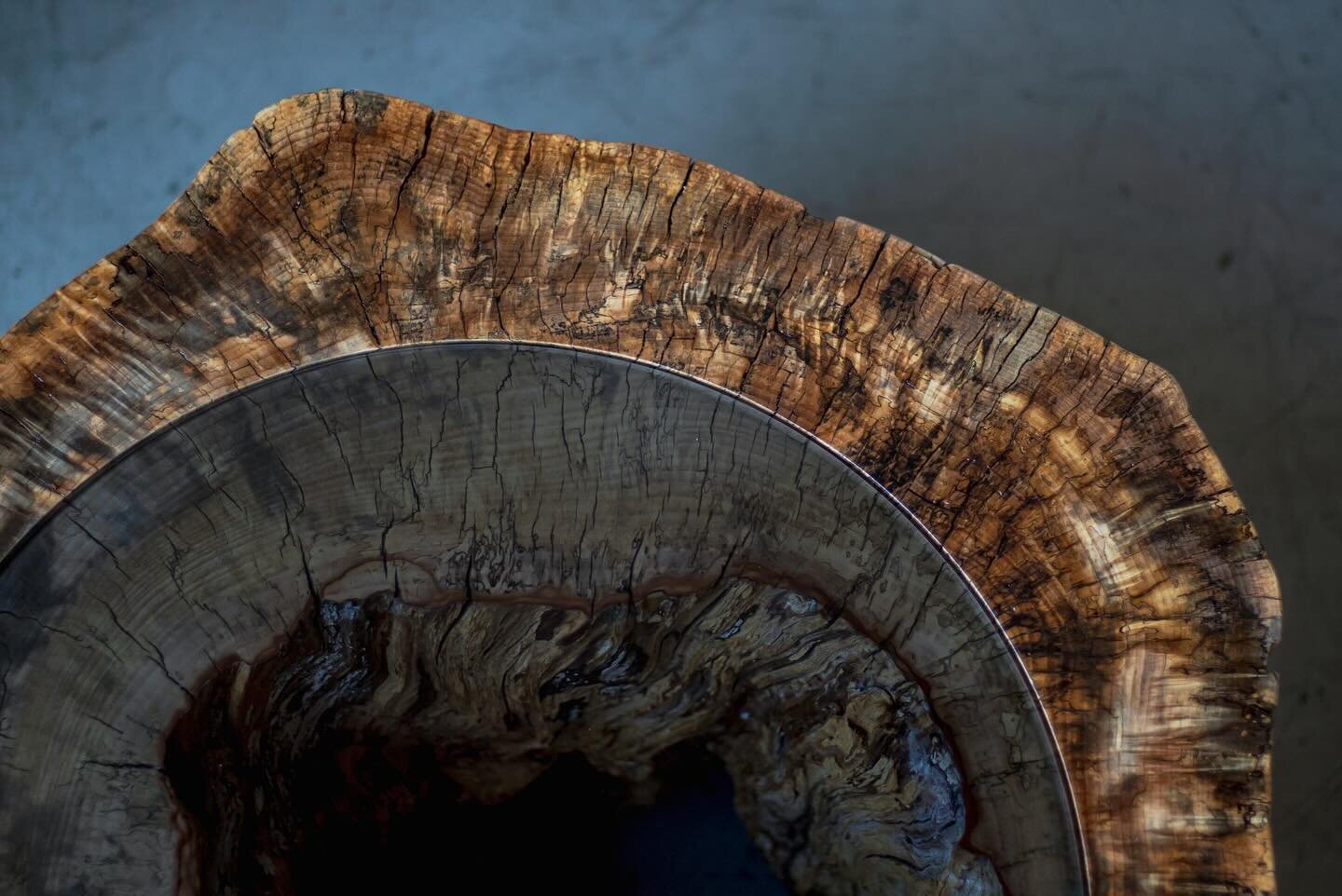 An Elm stump side table scorched on the inside from the Oakland hills. After being kicked around for a decade saying, &ldquo;I&rsquo;ll use it one day&rdquo;, to ultimately finish it off for a perfect setting, @tahoeblackbear &lsquo;s lobby. 

Quite 