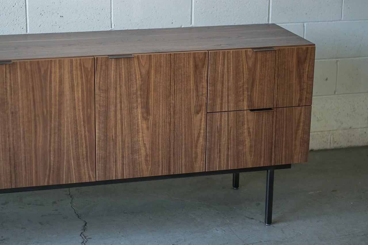 Continuous grain, resawn in-house and hand selected. 

This piece was built using the same shopsawn veneer approach as the last cabinet, refined and repeated a month later. Confirming the method and paying attention to what worked. There&rsquo;s some