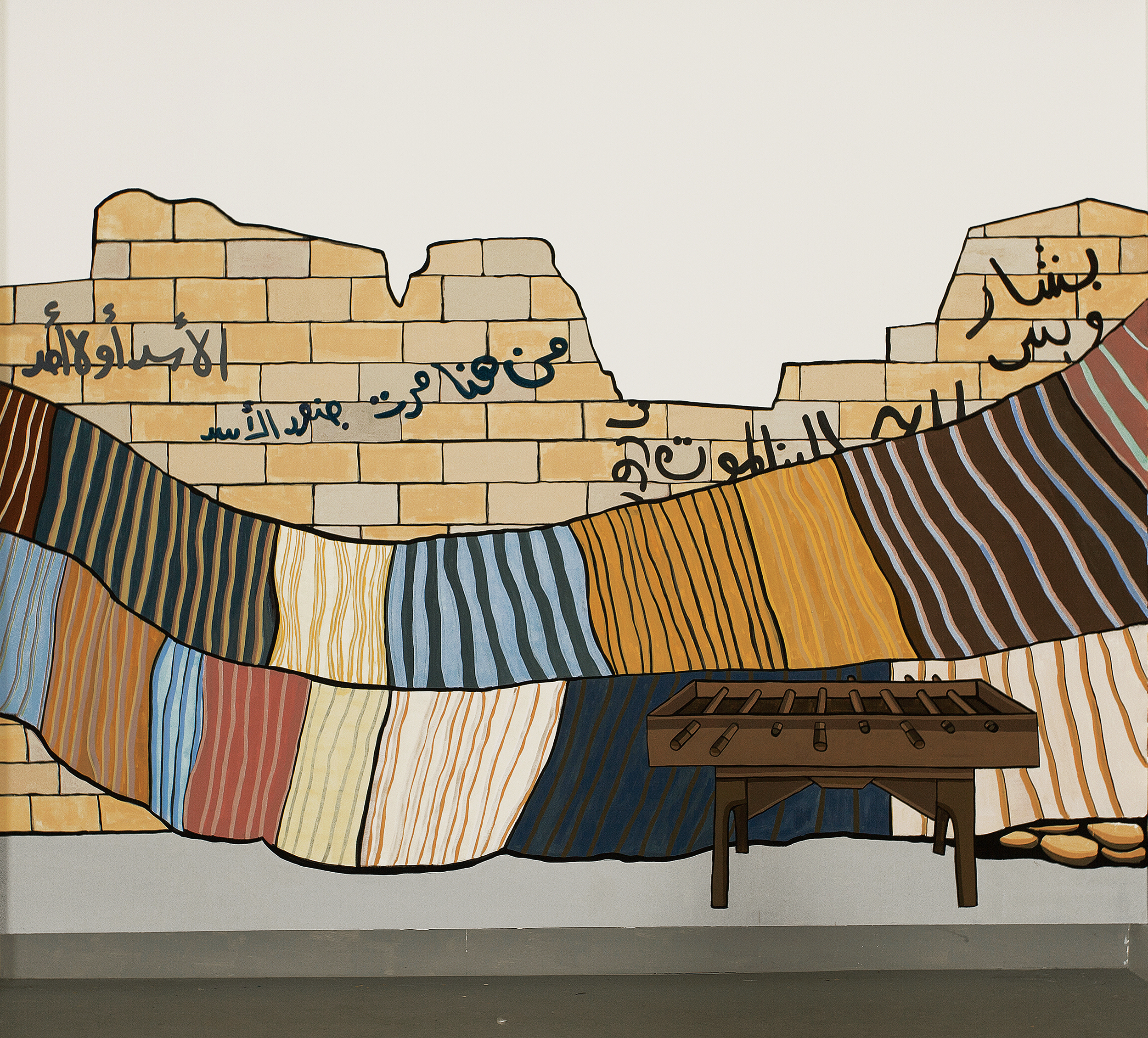 Rear gallery wall installation view, 4.5 x 3.65 mt, egg tempera, 2015.
