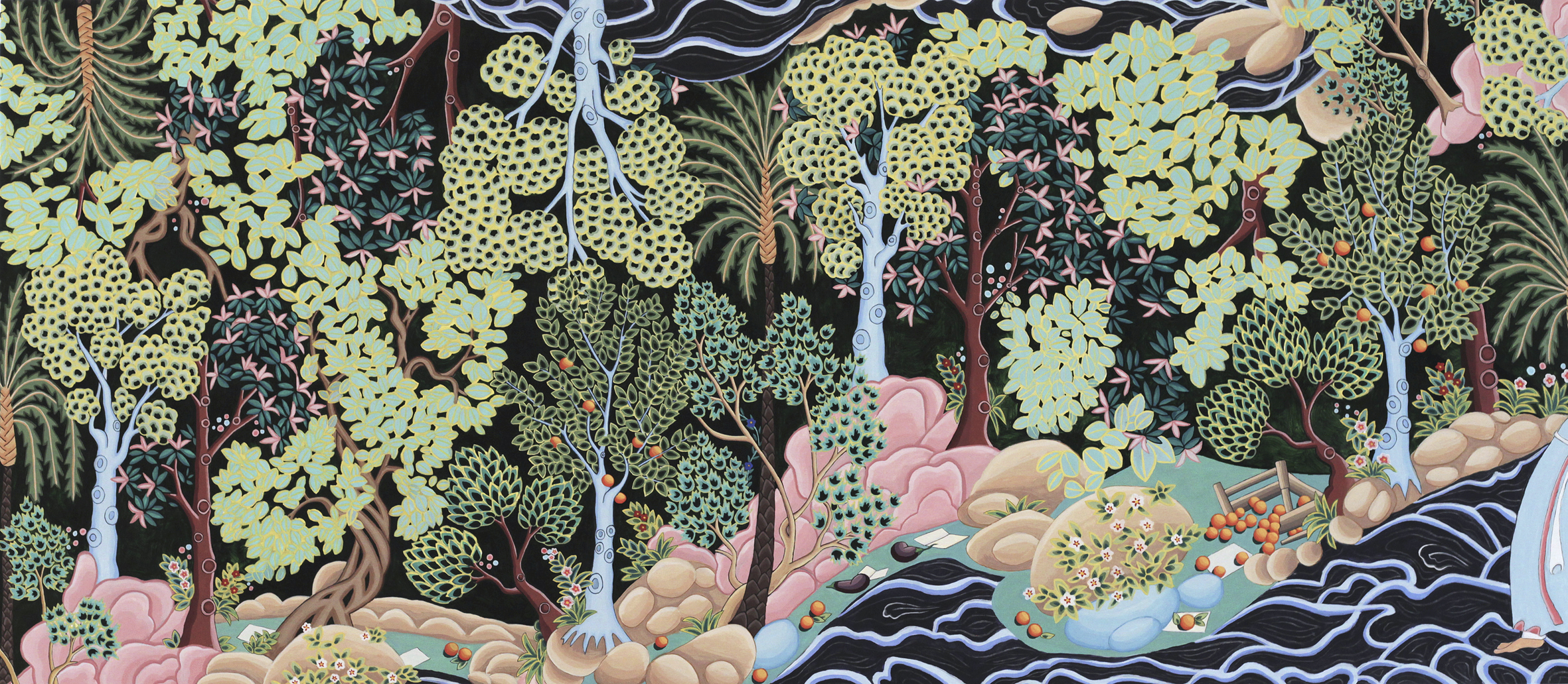 Land of Darkness (Al-Khidr) , 55 x 125 cm, handmade egg tempera on wood panel, 2018