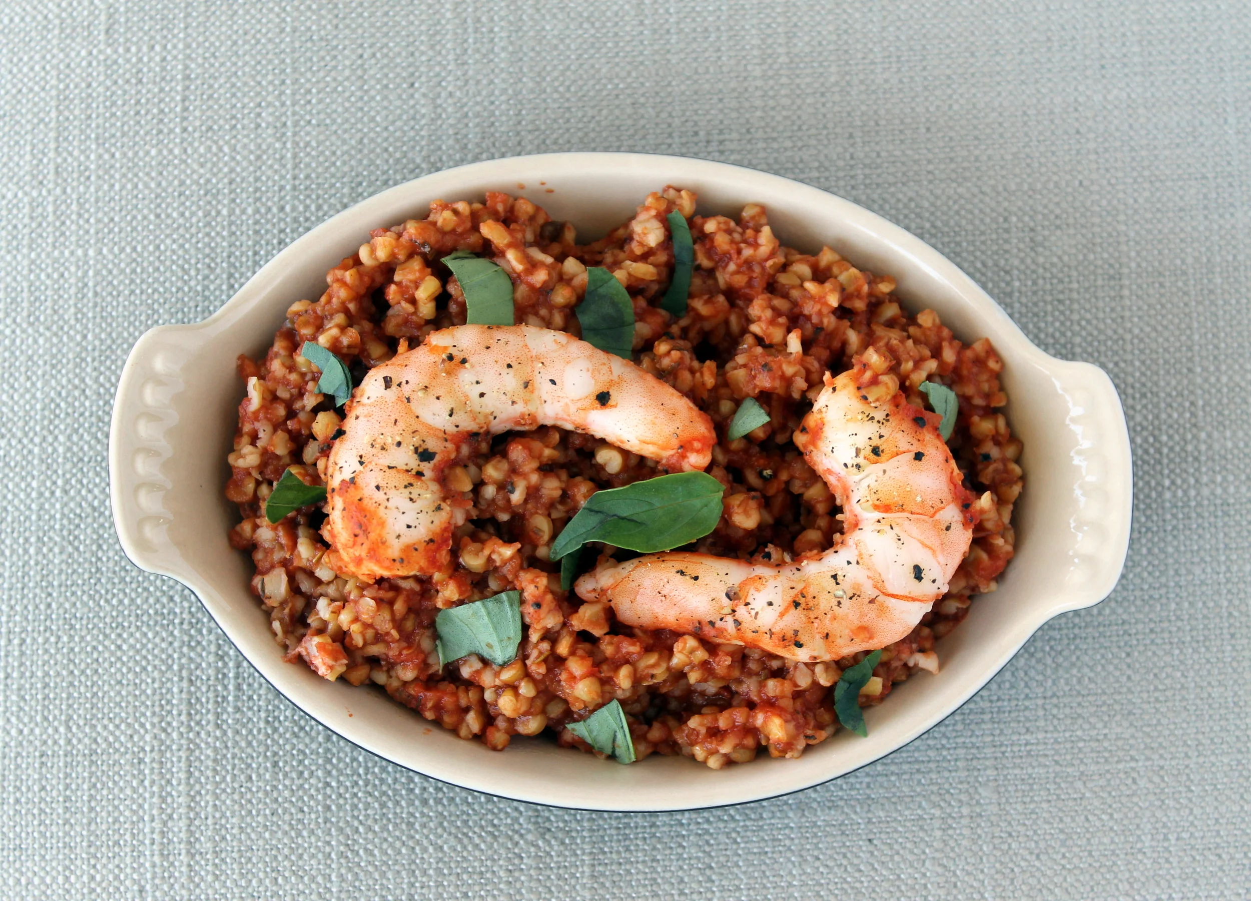 Bulgur and Shrimp Skillet