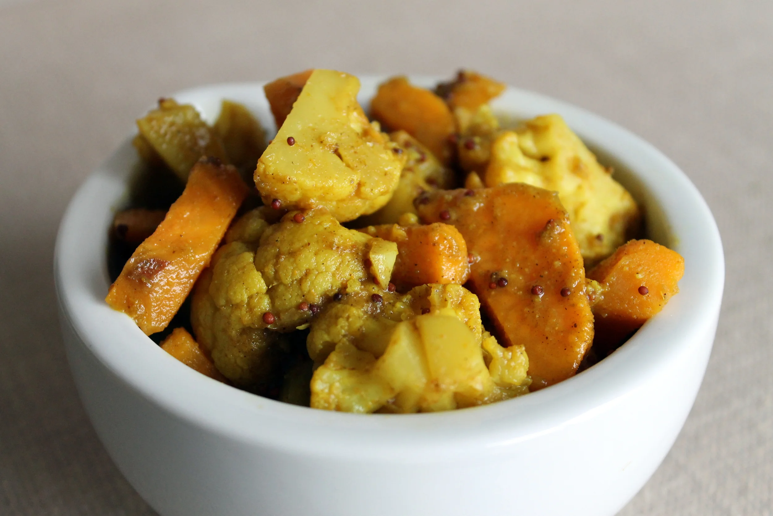 Gently Stewed Cauliflower and Sweet Potatoes