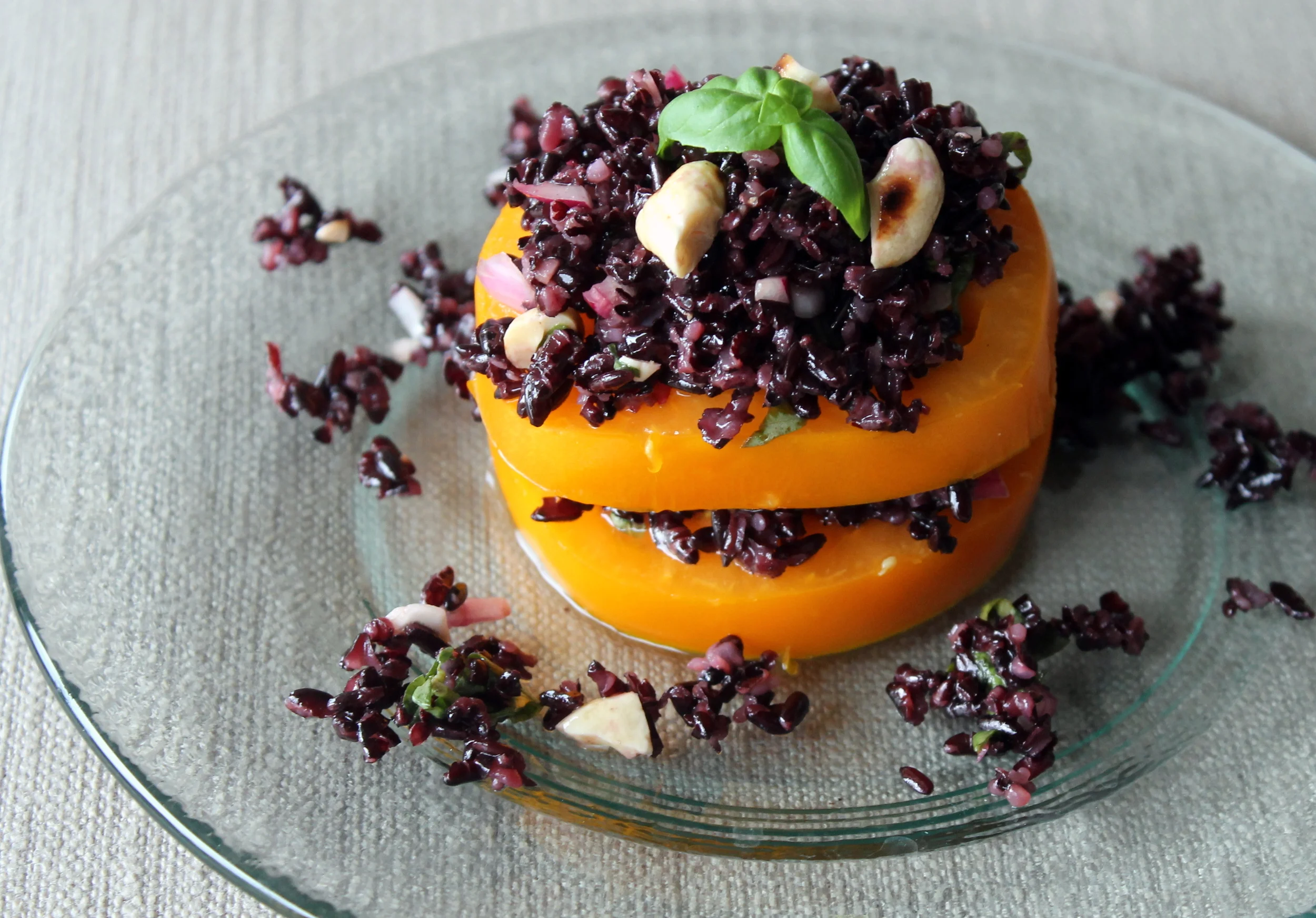 Sprouted Black Rice & Tomato Stacks