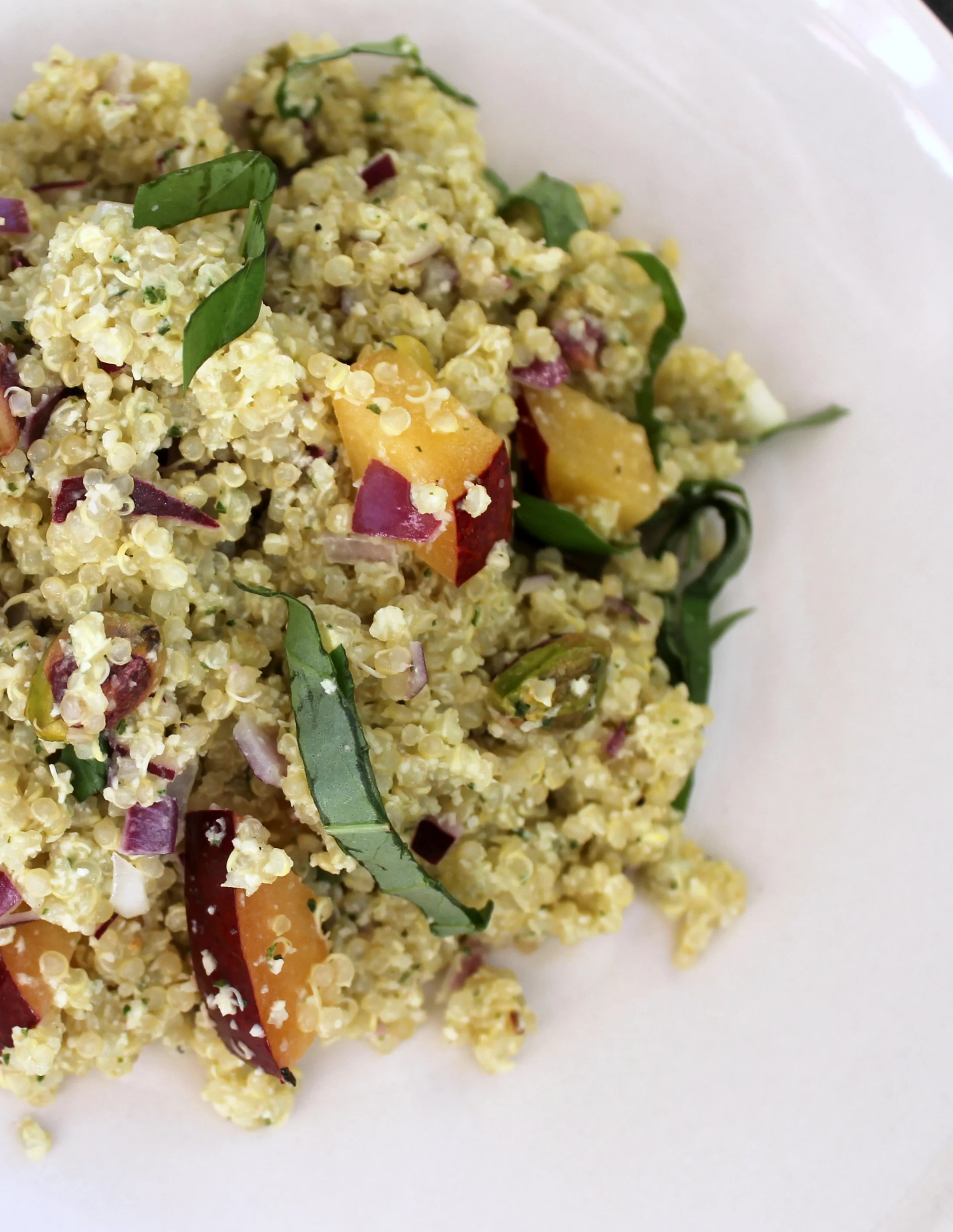 Creamy Quinoa and Plum Salad With Basil-Orange Cashew Sauce