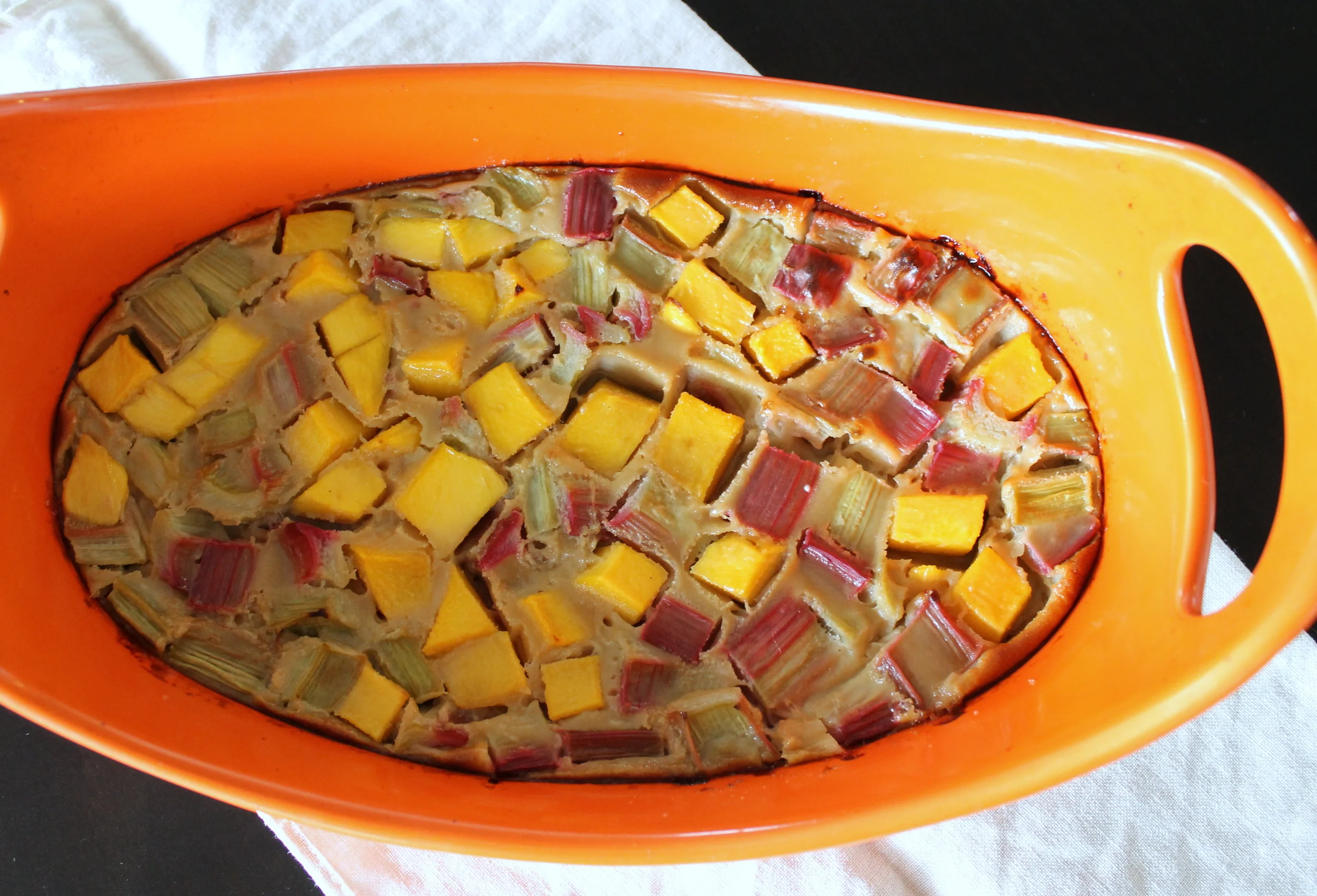 Rhubarb and Mango Clafoutis