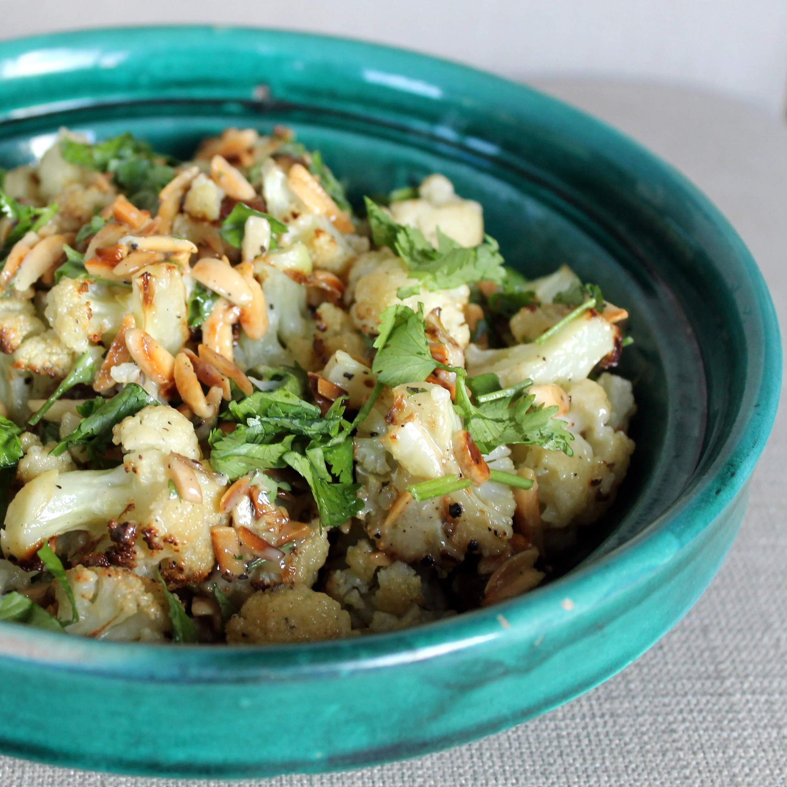 Roasted Cauliflower with Dates, Almonds, and Tahini