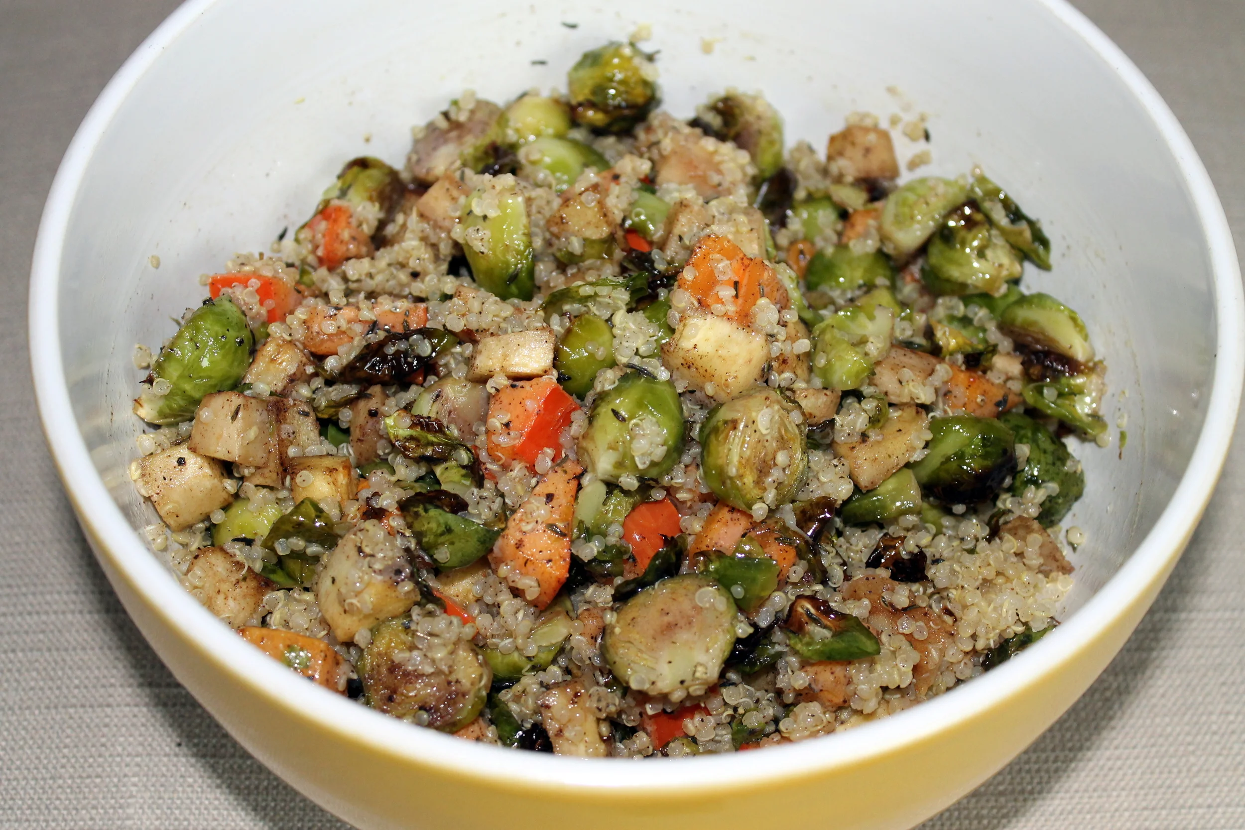 Roasted Brussels Sprout, Parsnip, and Persimmon Quinoa Salad