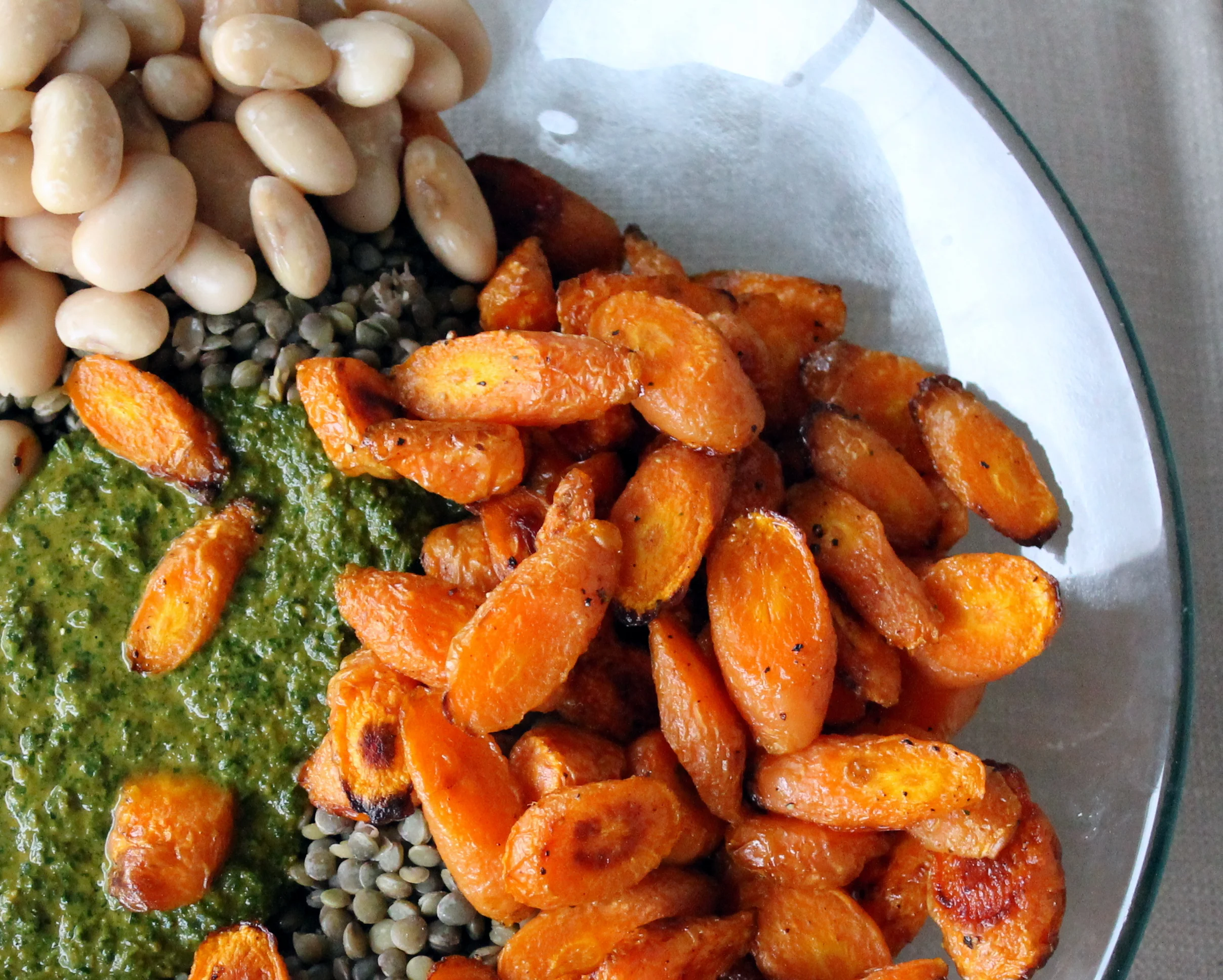 Food as Energy, Part III (Ghee-Roasted Carrots & Lentils with Smoky Green Sauce)