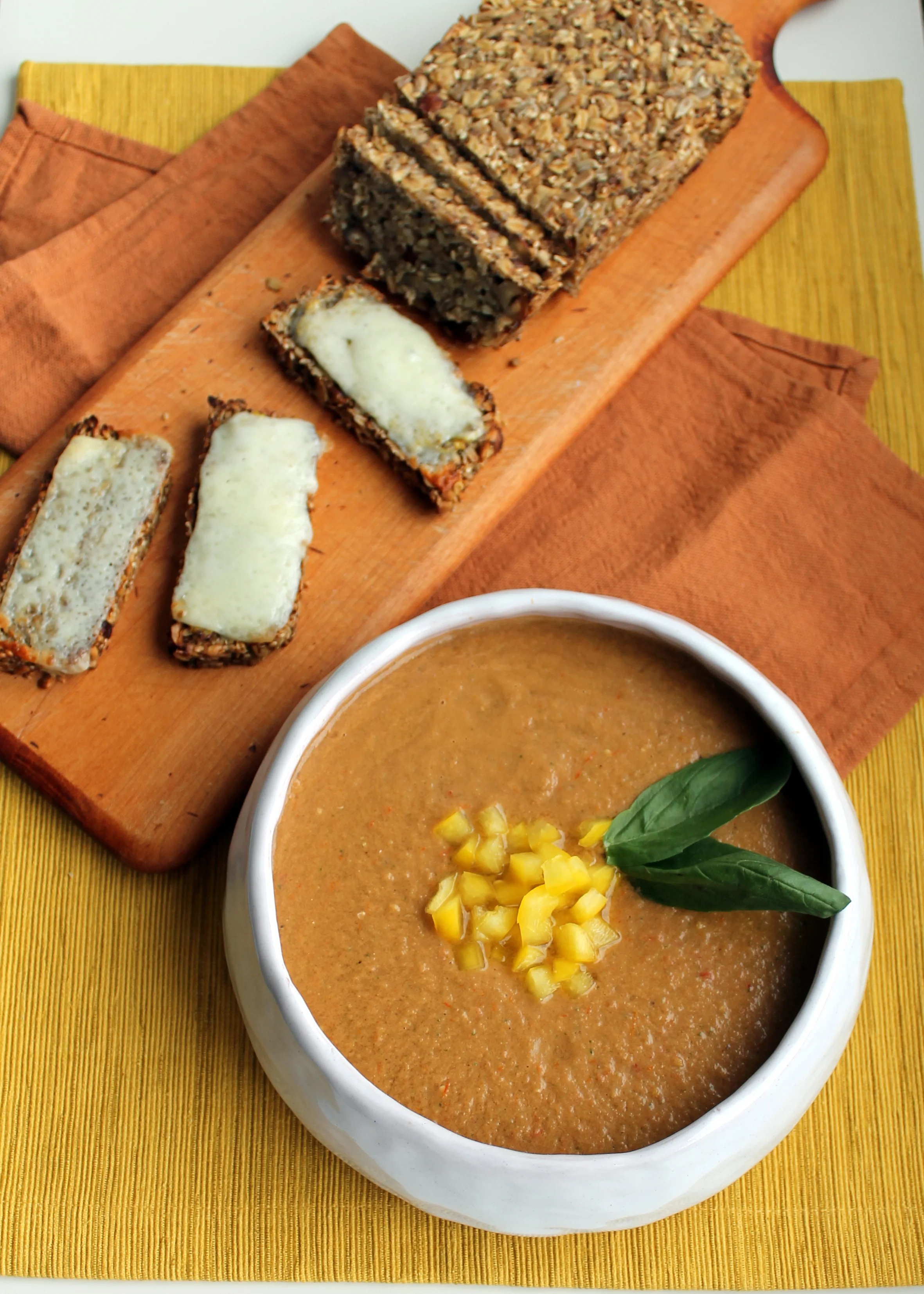 Easy Gazpacho with Manchego Toasts