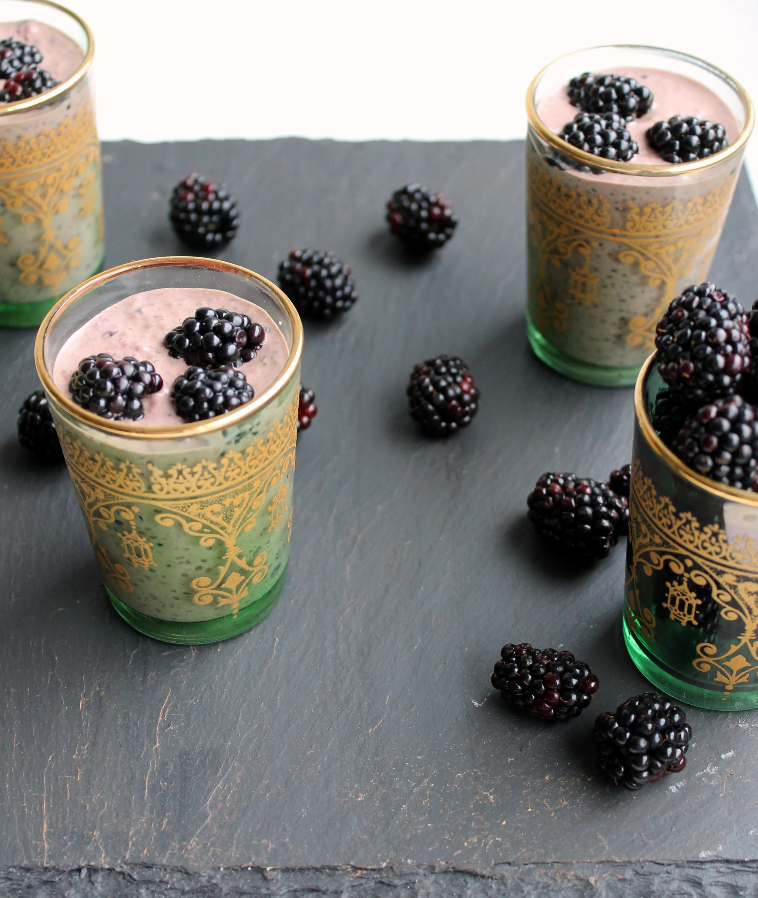 Smashed Blackberry and Chocolate Chia Pudding