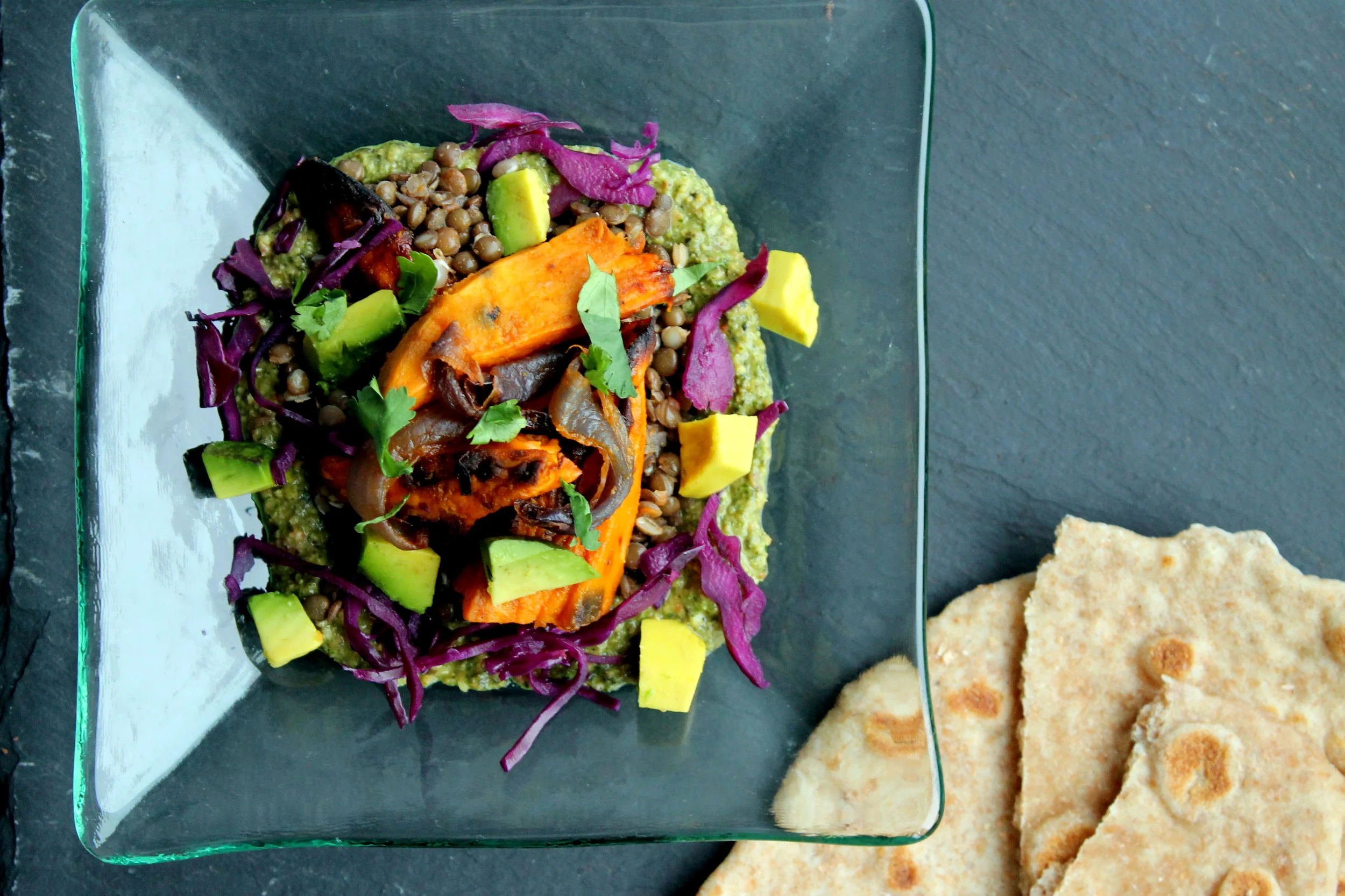 Orange-Roasted Sweet Potatoes with Black Lentils