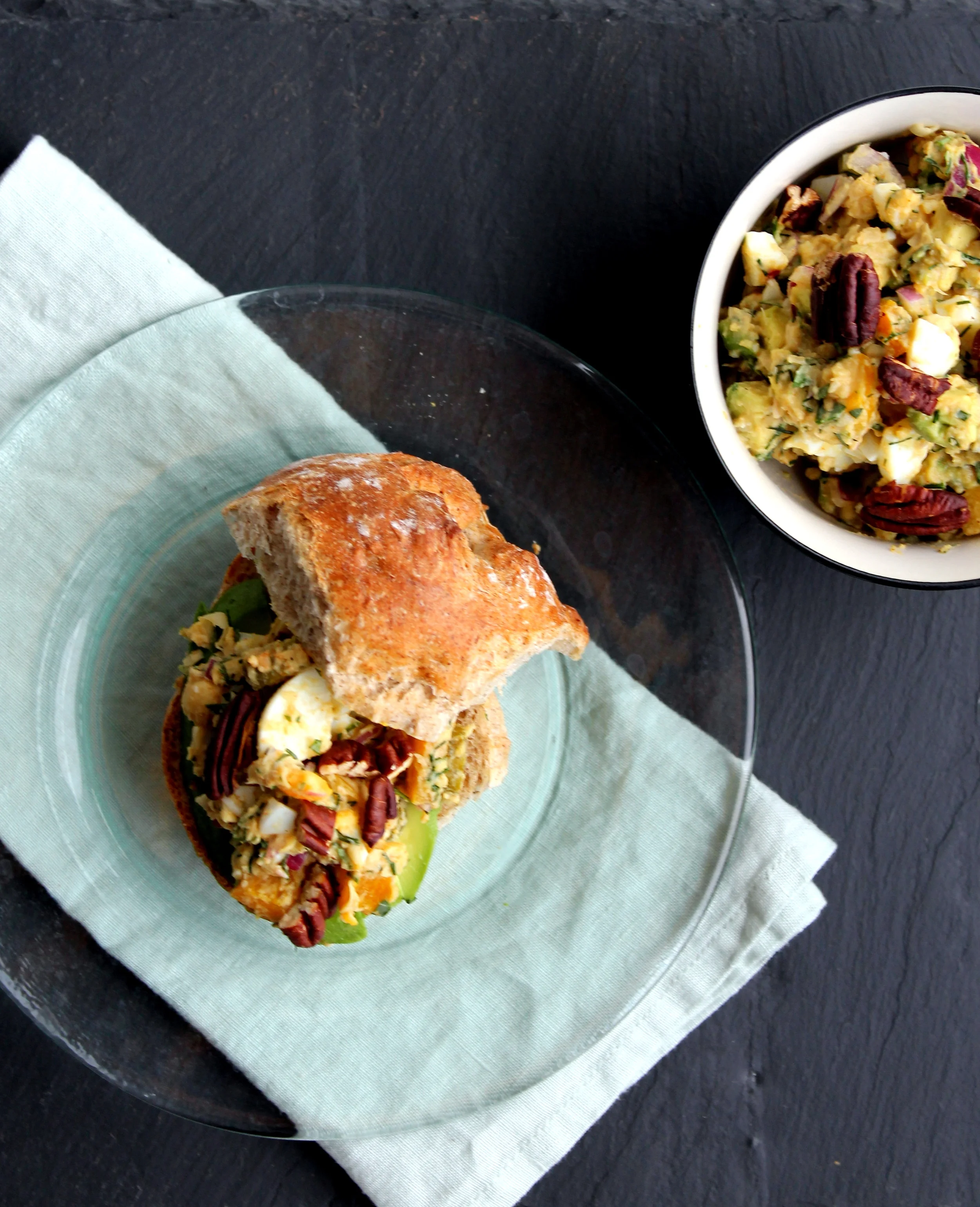 Smashed Chickpea + Egg Salad (Dairy + Mayo-Free)