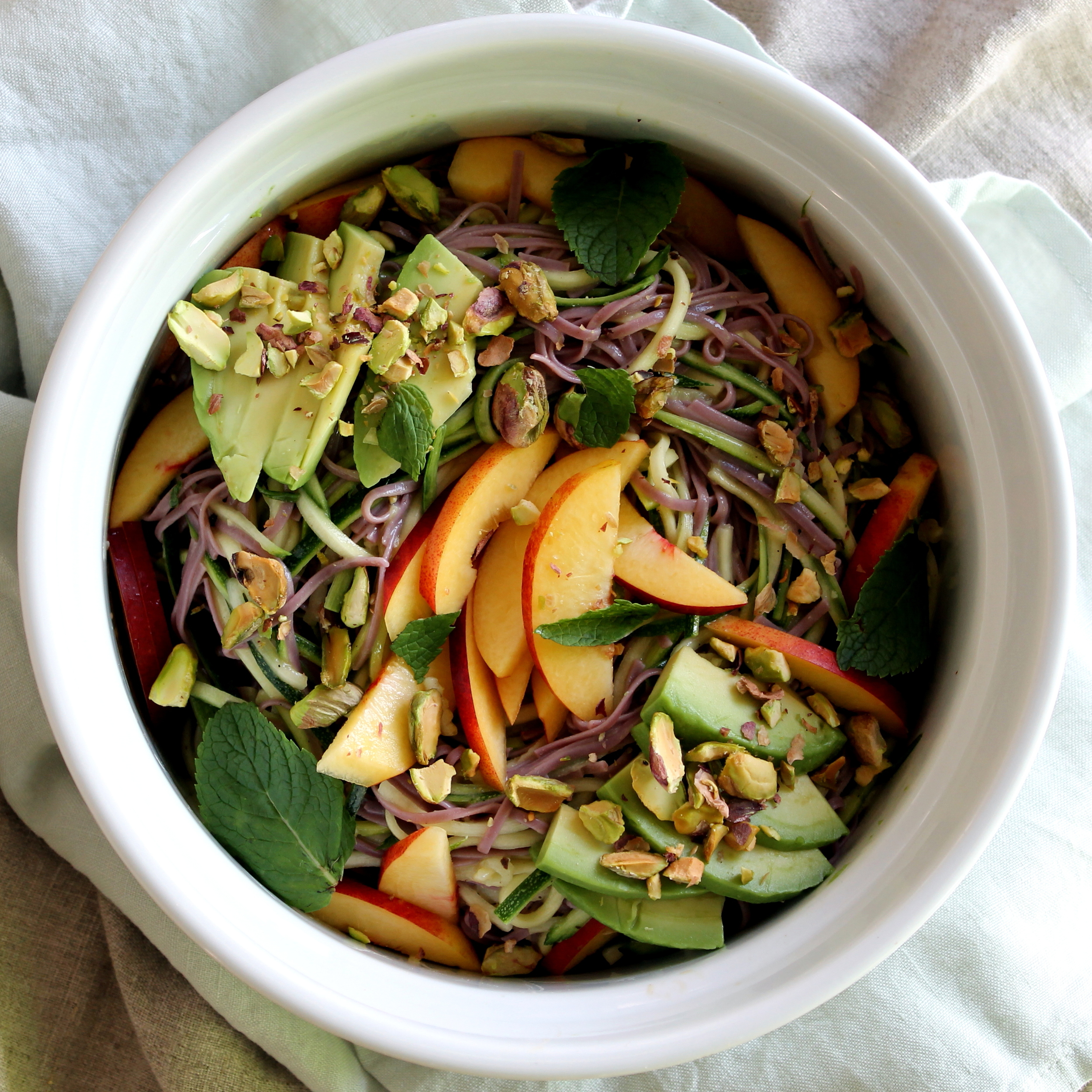 Nectarine and Avocado Salad with Lemony Noodles