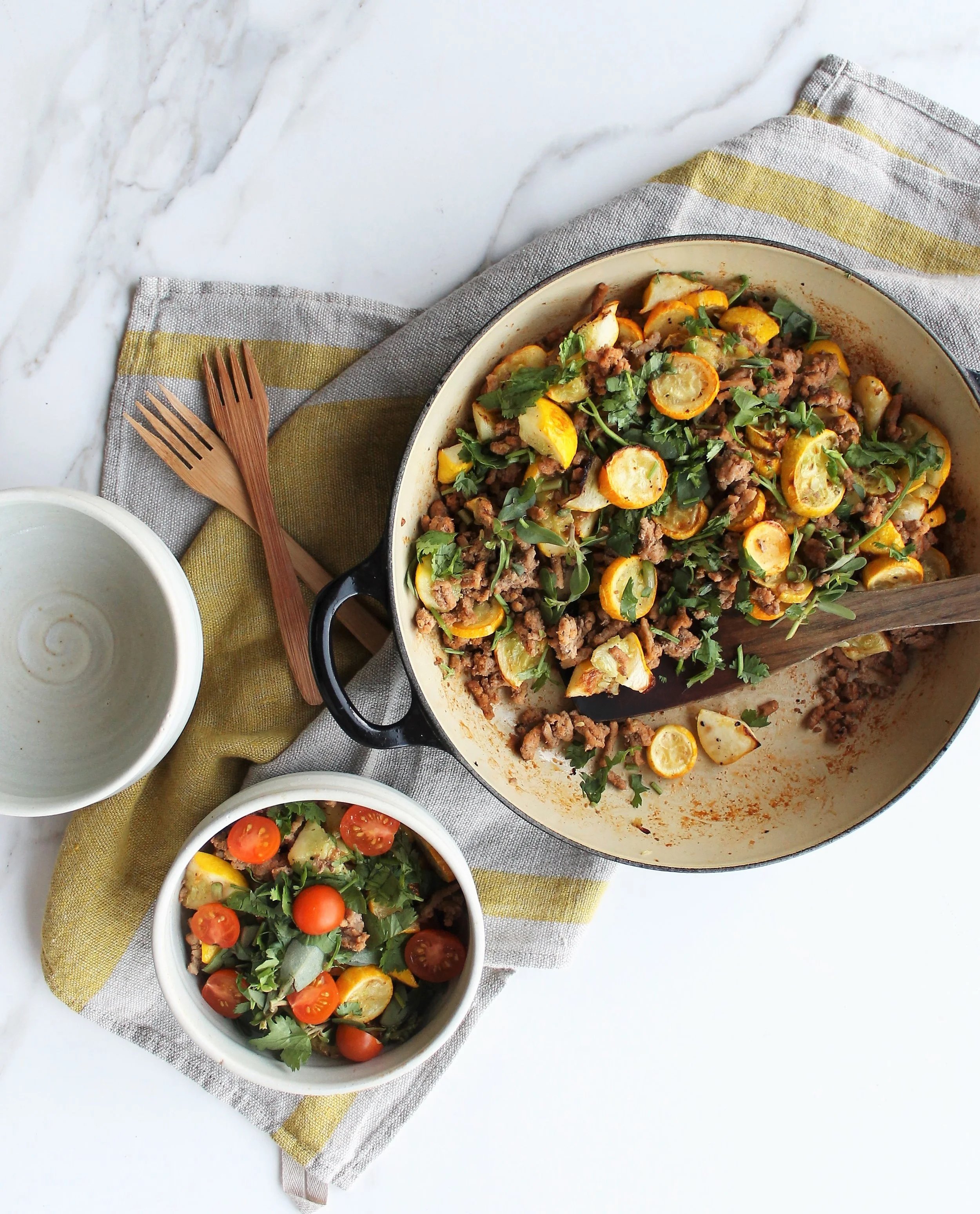 Speedy Squash and Turkey Skillet