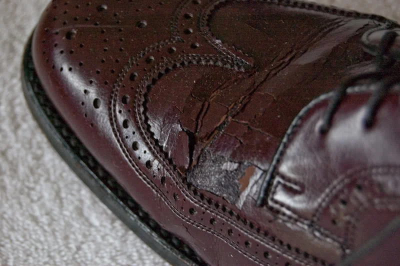 An example of corrected grain leather cracking. 