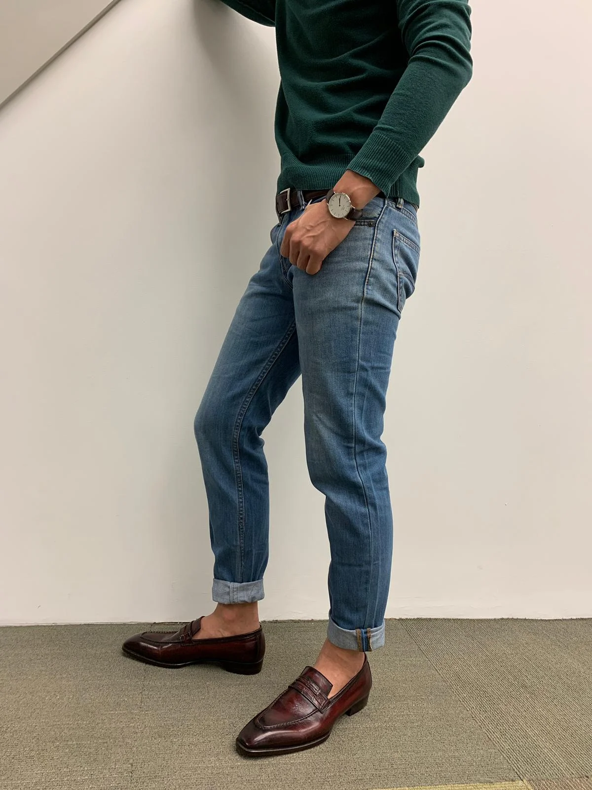 Cuff your jeans up for a more casual look.