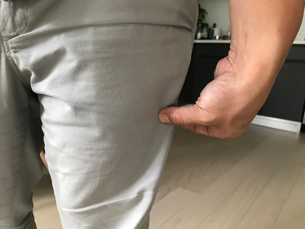 1 inch of material is how you want your shorts to fit