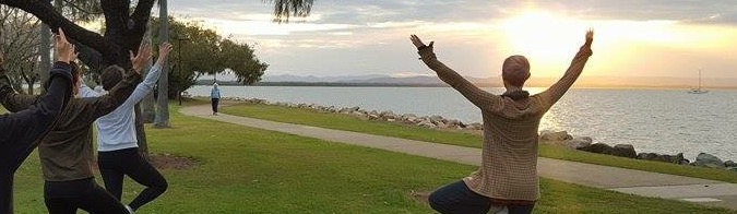 Tree pose out in the elements. An internal focus is necessary to avoid becoming a fallen tree