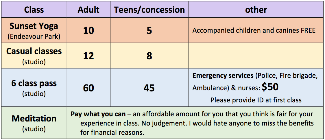 Prices from November 1st, 2015