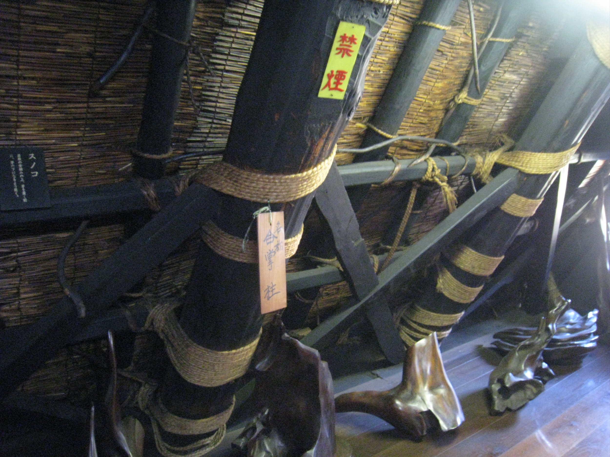 The roof lashed together in a way that stretches and retracts in the strong winter winds
