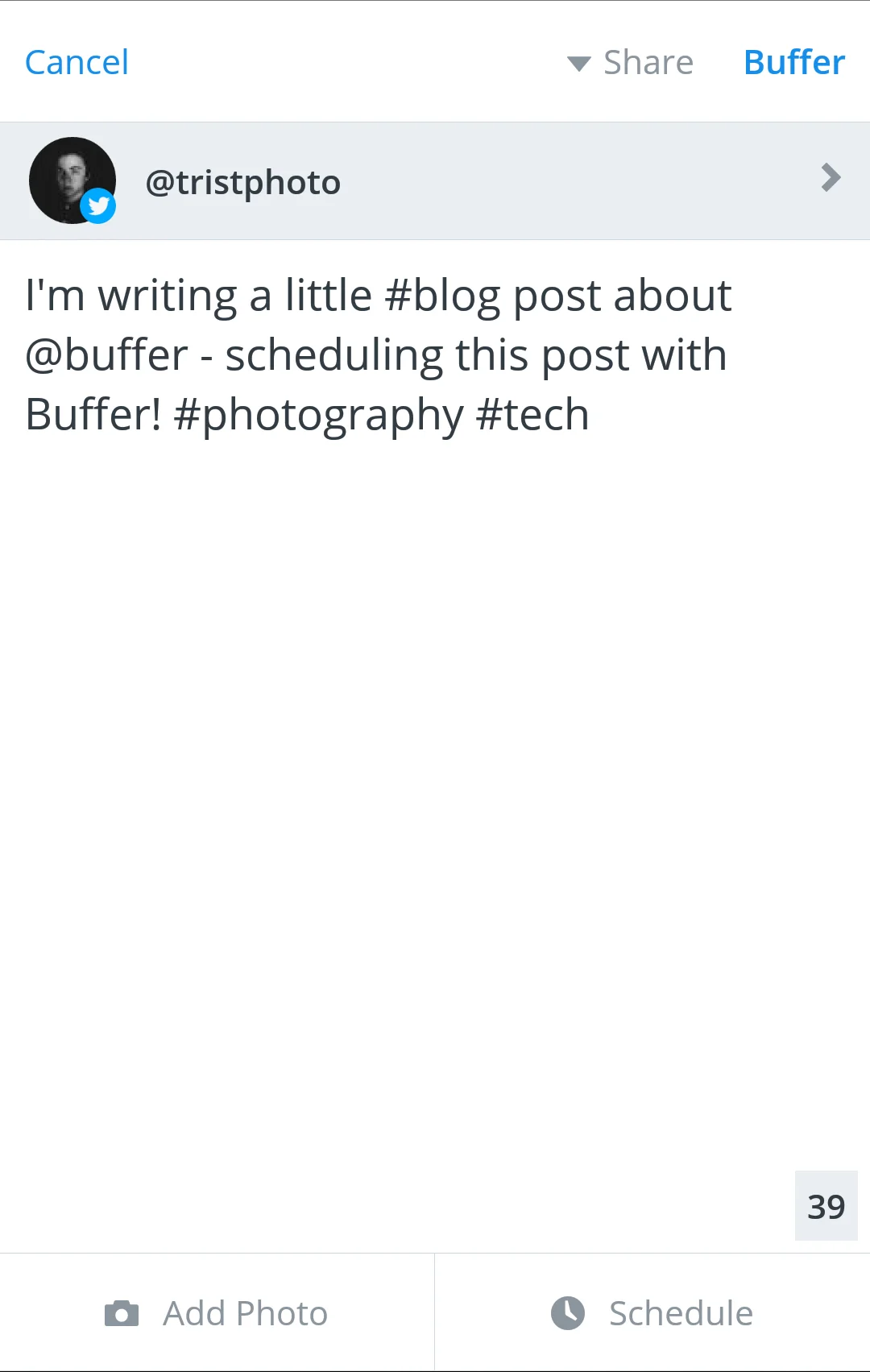 Buffer's Basic Tweet Scheduling