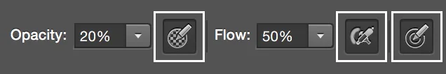 Pressure for Opacity, Airbrush-style build-up effects and Pressure for Size and all turned on