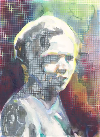 Friede Welten | Aquarell und Acryl auf Büttenpapier | 61 x 46 cm