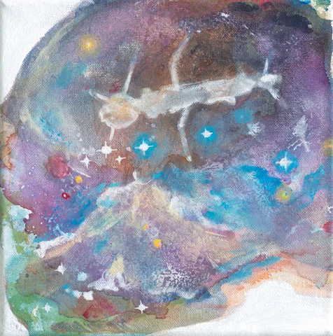 Satellite of Love | Tusche, Acryl und Öl auf Leinwand | 24 x 24 cm