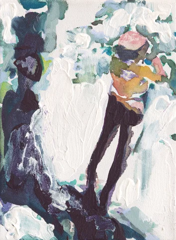 Die Weiße Hölle vom Pitz Palü | Tusche, Acryl und Öl auf Leinwand | 24 x 18 cm